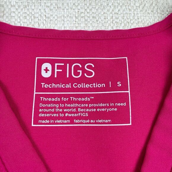 Figs Catarina One Pocket Scrub Top Women's Small Ultra Rose Pink PO#2926 FW1000N - Picture 7 of 12